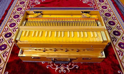 Special Edition Golden Finish 2 Line Portable Harmonium - National Music India