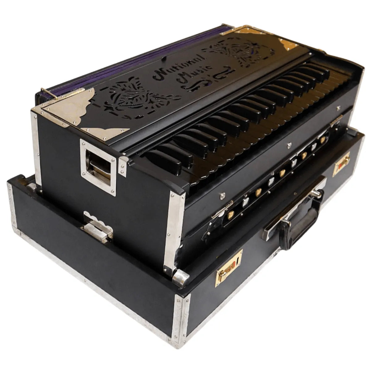 Matte Black 2 Line Portable Harmonium