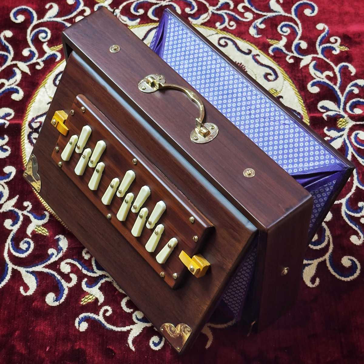 buy indian single octave medium size dark brown national music wmd1 shruti box with golden handle and multi fold bellows at best prices online