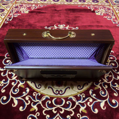 dark brown national music wmd1 shruti box with golden handle for yoga, meditation, sound healing and vocalists