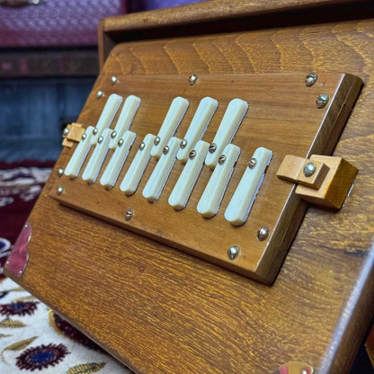 keys of brown teak wood shruti box
