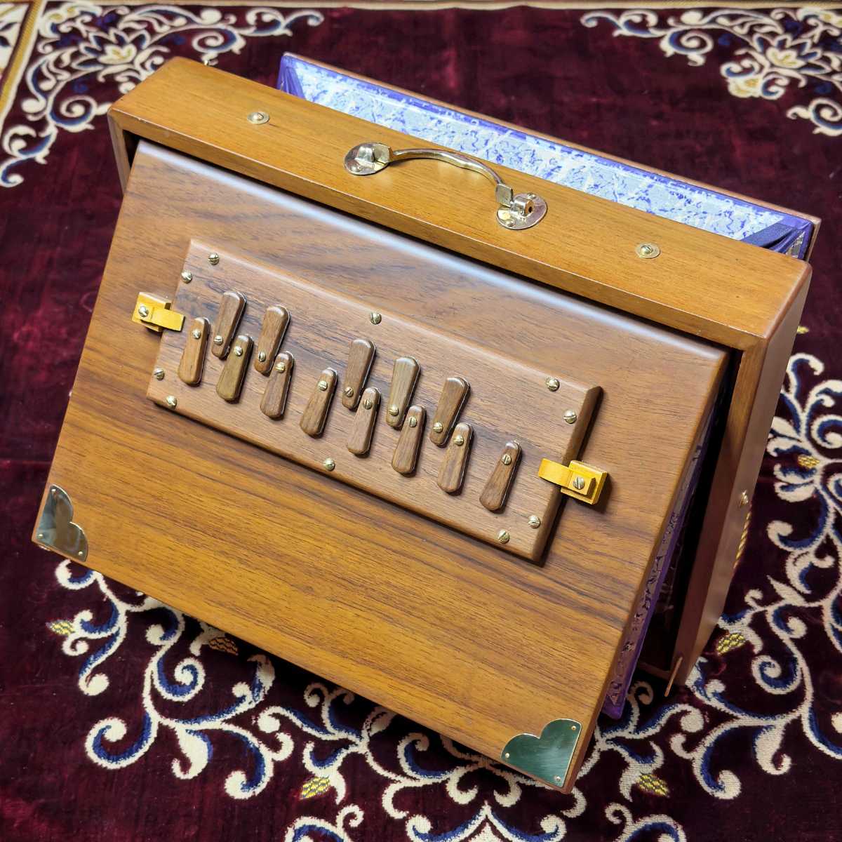 national music tlw1 natural brown teak wood shruti box for beginner 