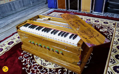 side view of NM Professional Double Reed Standard Non Portable Harmonium With 7 Fold Bellows 