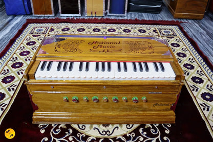 front view of NM Professional Double Reed Standard Non Portable Harmonium With 7 Fold Bellows 