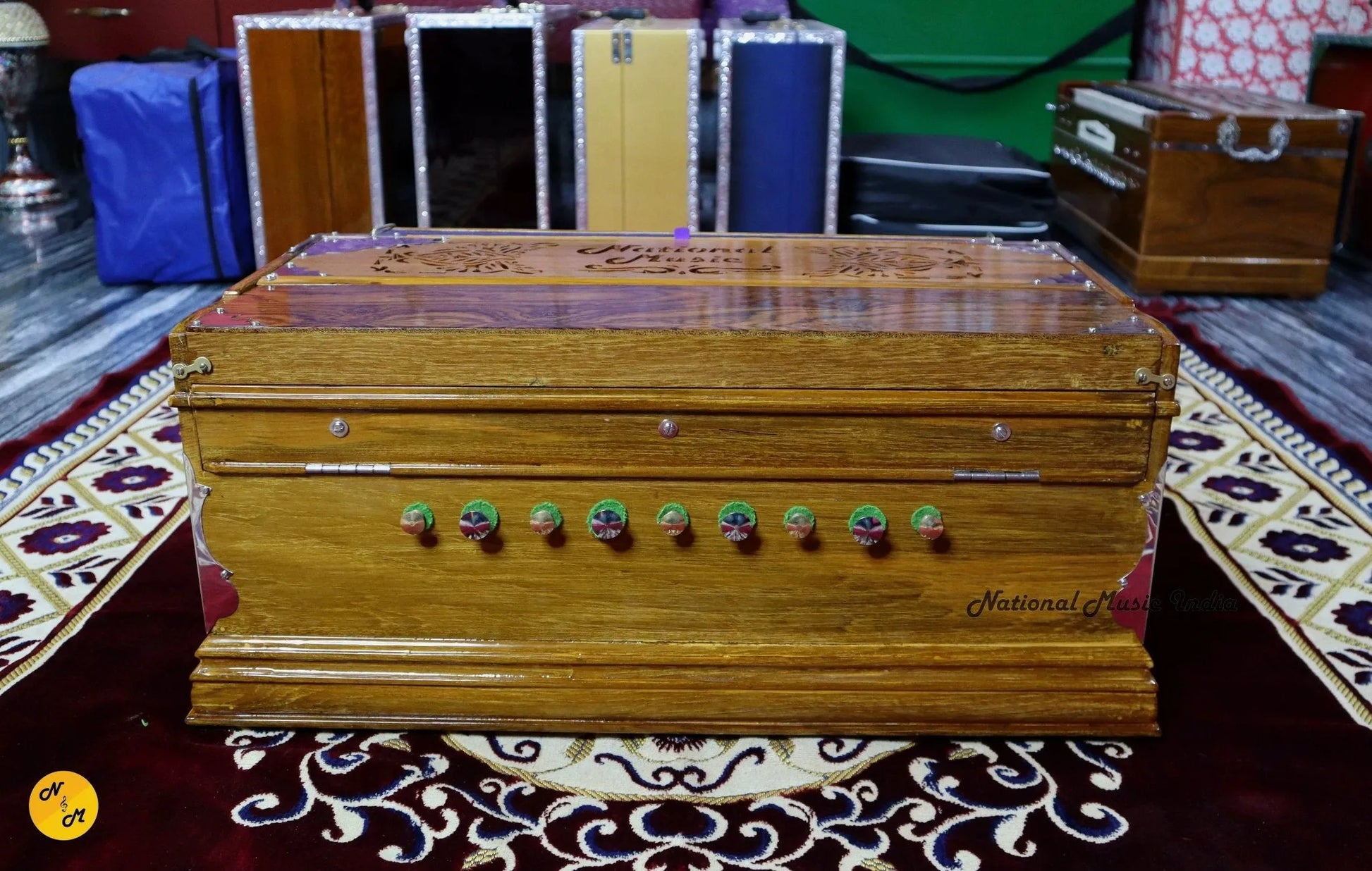 NMI Professional Double(2) line Standard Non Portable Harmonium With 7 Fold Bellows 