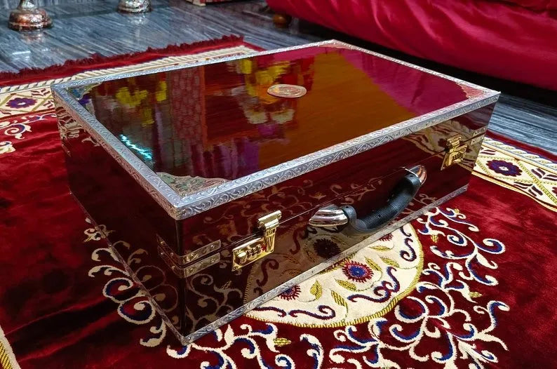 Brown walnut scale changer harmonium case for protecting harmonium