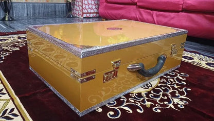 Premium Luxury Golden Mirror Finish 3 Line 9 Scale Changer Harmonium - National Music India