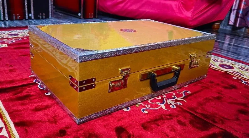 Special Edition Golden Finish 2 Line Portable Harmonium - National Music India