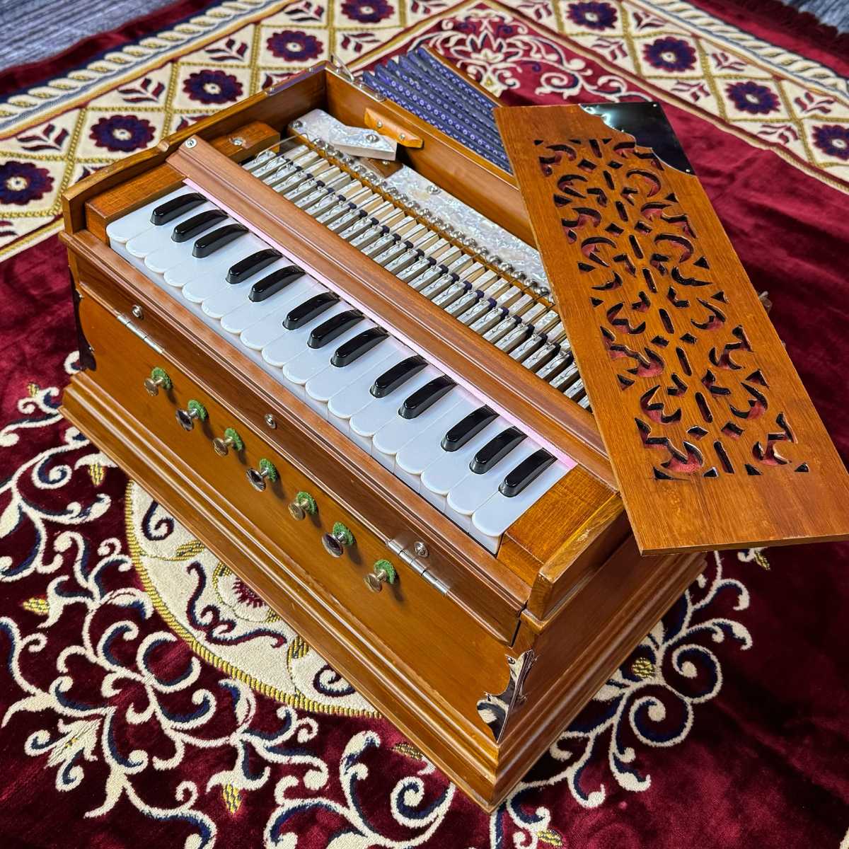 teak wood mini harmonium for sale online made in kolkata