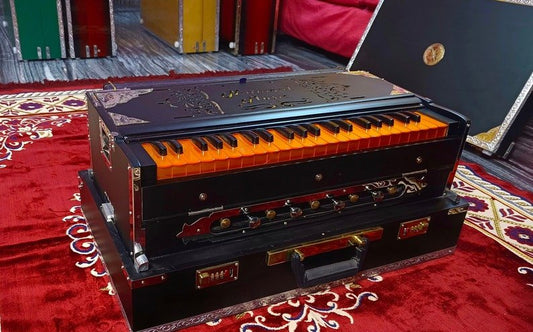 Special Edition Matte Black 2 Line Portable Harmonium - National Music India
